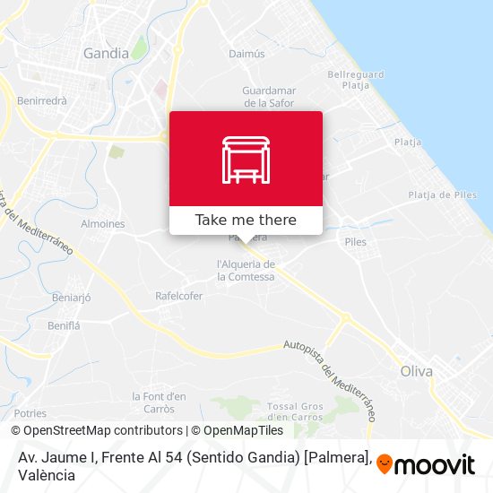 Av. Jaume I, Frente Al 54 (Sentido Gandia) [Palmera] map