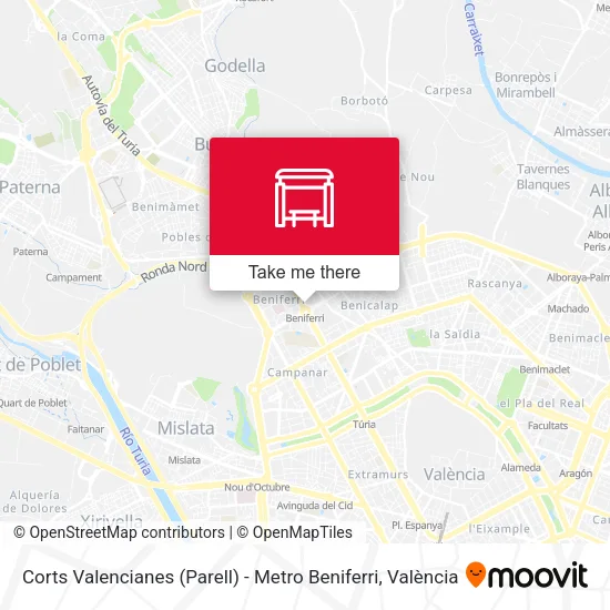 Corts Valencianes (Parell) - Metro Beniferri map