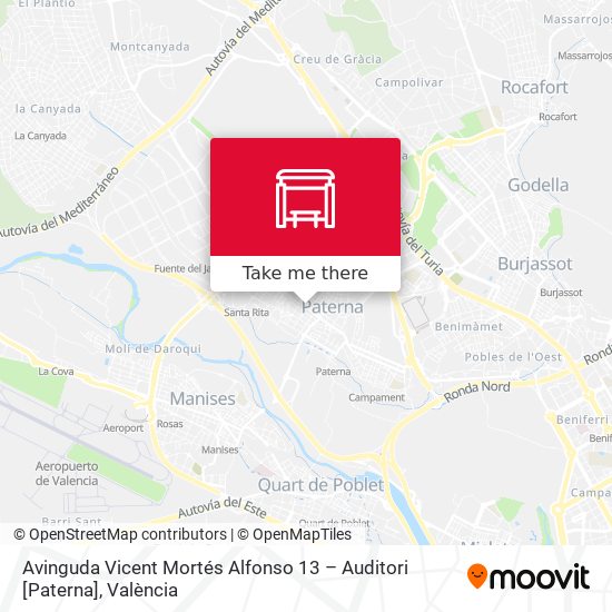 mapa Avinguda Vicent Mortés Alfonso 13 – Auditori [Paterna]