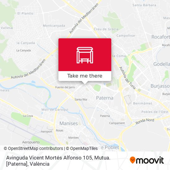 mapa Avinguda Vicent Mortés Alfonso 105, Mutua. [Paterna]