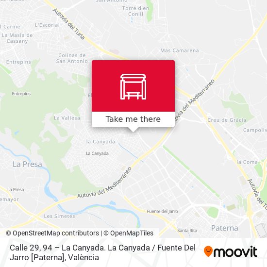 mapa Calle 29, 94 – La Canyada. La Canyada / Fuente Del Jarro [Paterna]