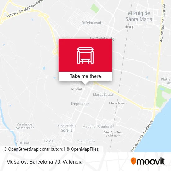 Museros. Barcelona 70 map