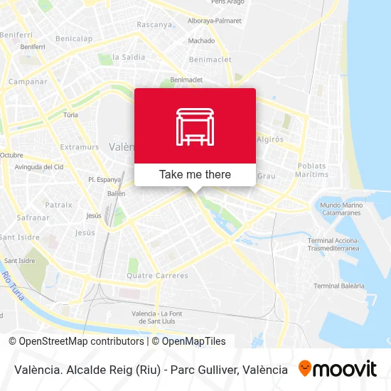 València. Alcalde Reig (Riu) - Parc Gulliver map