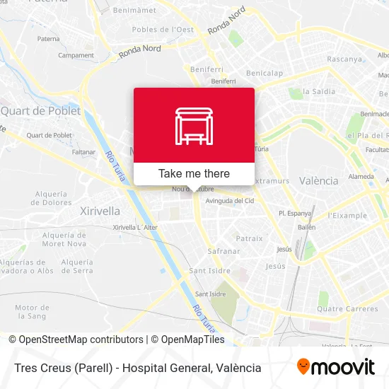 Tres Creus (Parell) - Hospital General map