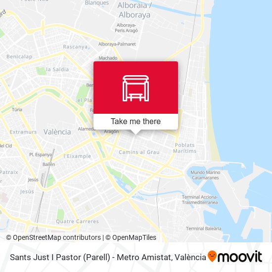 Sants Just I Pastor (Parell) - Metro Amistat map