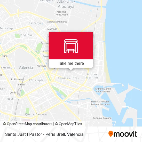 Sants Just I Pastor - Peris Brell map