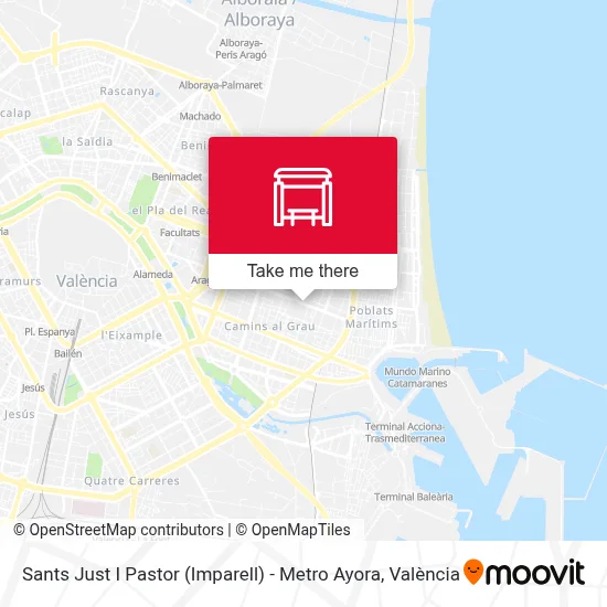 Sants Just I Pastor (Imparell) - Metro Ayora map