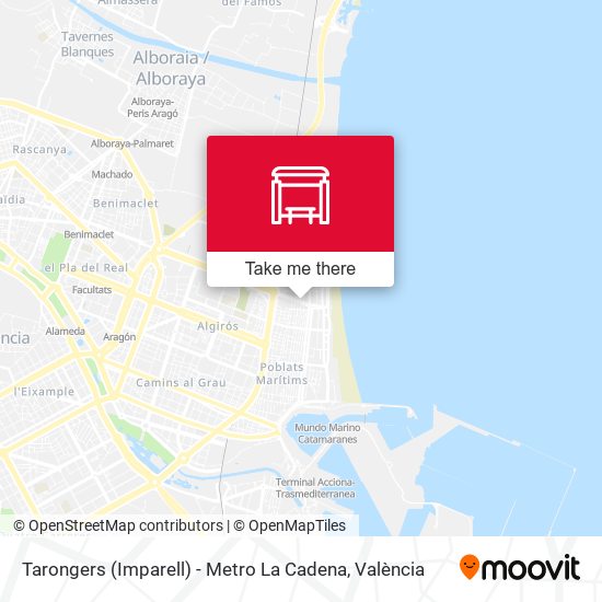 mapa Tarongers (Imparell)  - Metro La Cadena