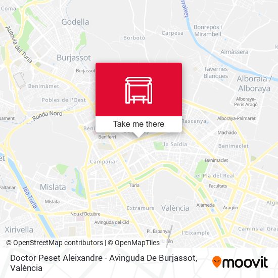 mapa Dr. Peset Aleixandre - Av. De Burjassot