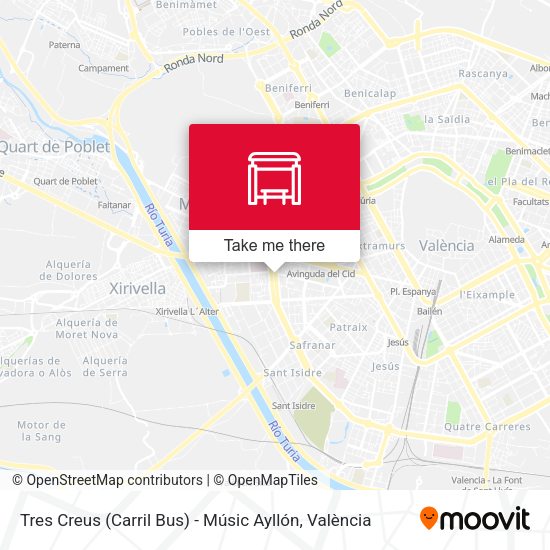 Tres Creus (Carril Bus) - Músic Ayllón map