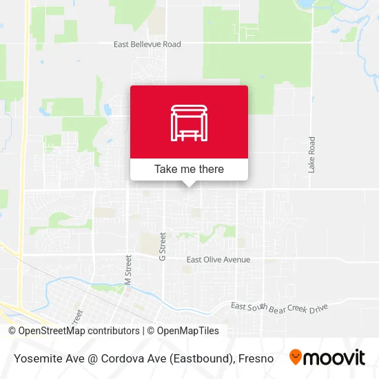 Mapa de Yosemite Ave @ Cordova Ave (Eastbound)