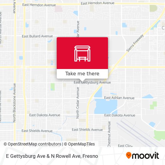 E Gettysburg Ave & N Rowell Ave map