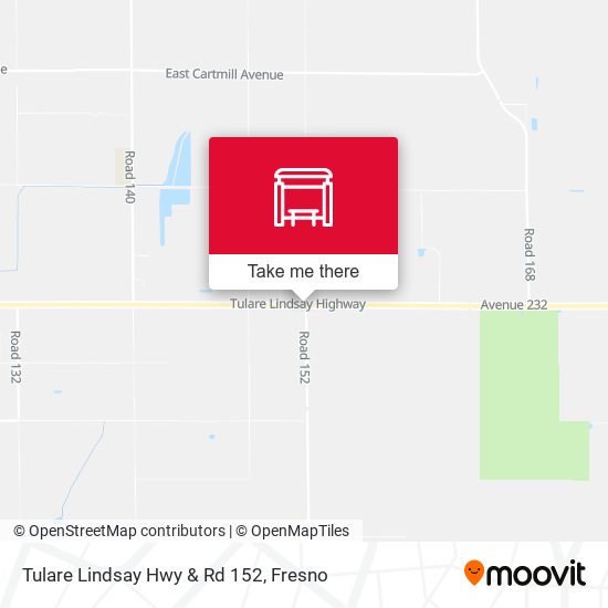 Tulare Lindsay Hwy & Rd 152 map