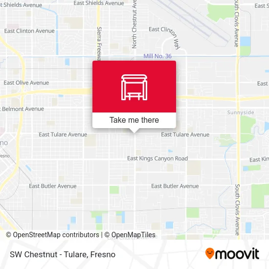 SW Chestnut - Tulare map