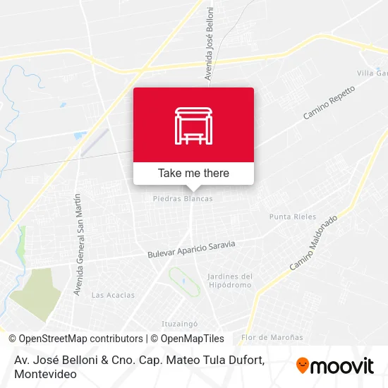 Mapa de Av. José Belloni & Cno. Cap. Mateo Tula Dufort