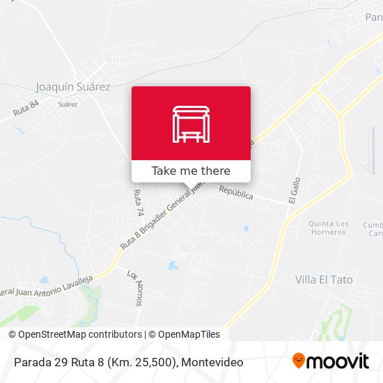 Parada 29 Ruta 8 (Km. 25,500) map