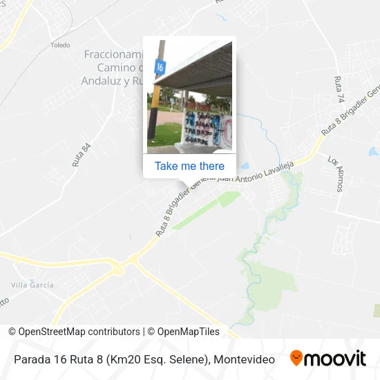 Mapa de Parada 16 Ruta 8 (Km20 Esq. Selene)