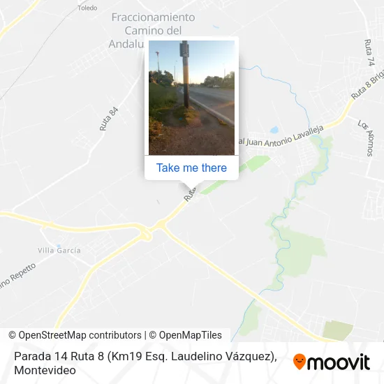 Mapa de Parada 14 Ruta 8 (Km19 Esq. Laudelino Vázquez)