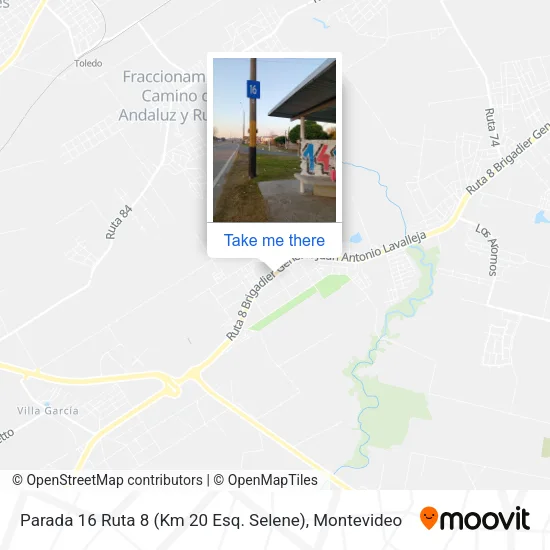 Mapa de Parada 16 Ruta 8 (Km 20 Esq. Selene)