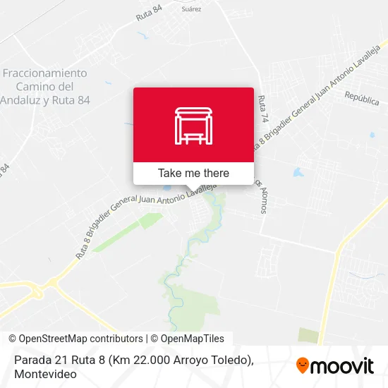 Mapa de Parada 21 Ruta 8 (Km 22.000 Arroyo Toledo)