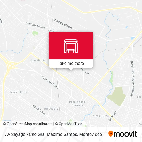 Mapa de Av Sayago - Cno Gral Maximo Santos
