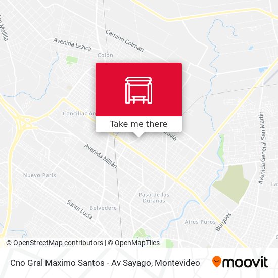 Cno Gral Maximo Santos - Av Sayago map