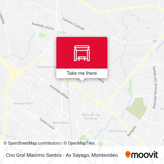 Mapa de Cno Gral Maximo Santos - Av Sayago