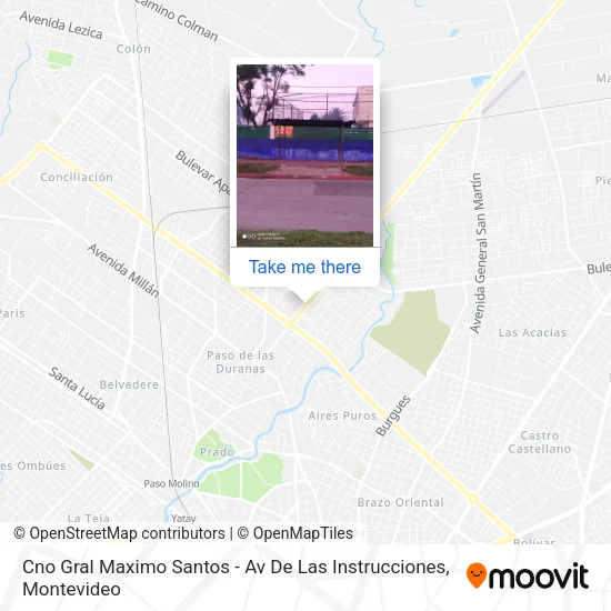 Mapa de Cno Gral Maximo Santos - Av De Las Instrucciones
