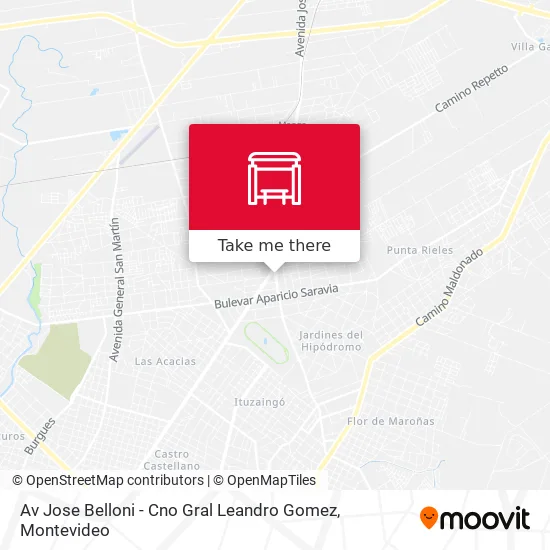 Av Jose Belloni - Cno Gral Leandro Gomez map