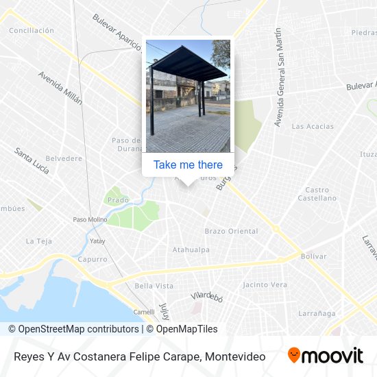 Mapa de Reyes Y Av Costanera Felipe Carape