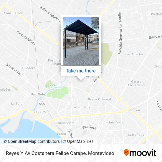 Mapa de Reyes Y Av Costanera Felipe Carape