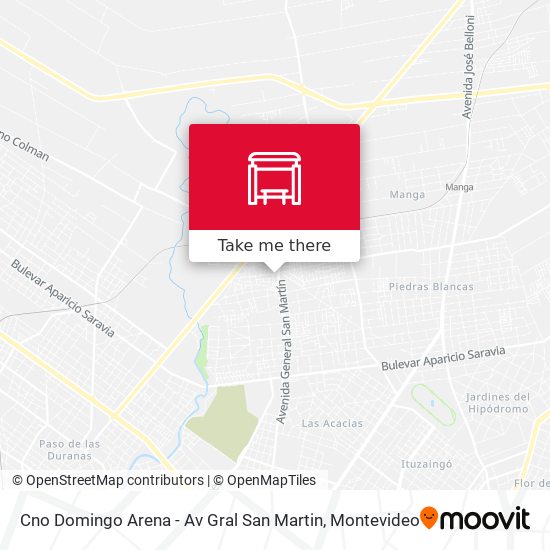 Mapa de Cno Domingo Arena - Av Gral San Martin