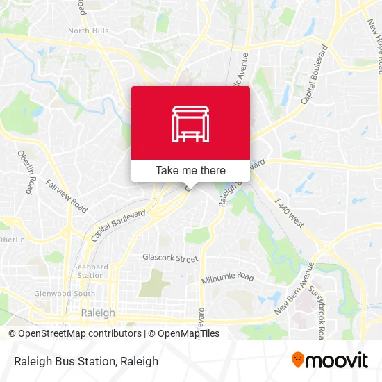Mapa de Raleigh Bus Station