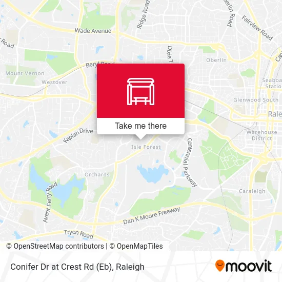 Conifer Dr at Crest Rd (Eb) map