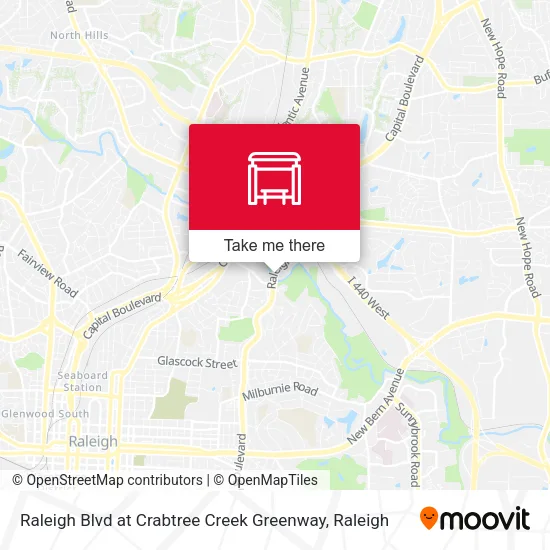 Raleigh Blvd at Crabtree Creek Greenway map