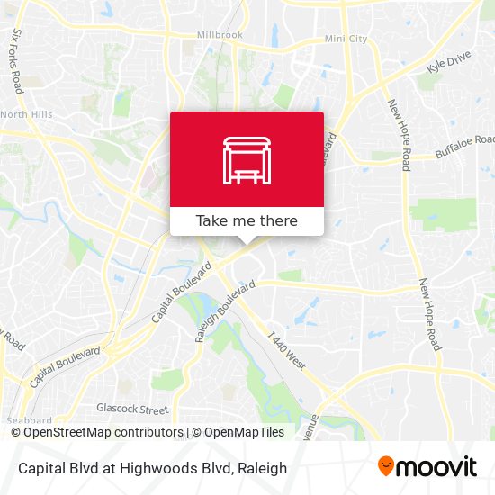 Capital Blvd at Highwoods Blvd map