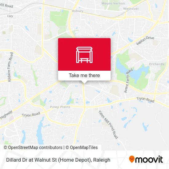 Mapa de Dillard Dr at Walnut St (Home Depot)