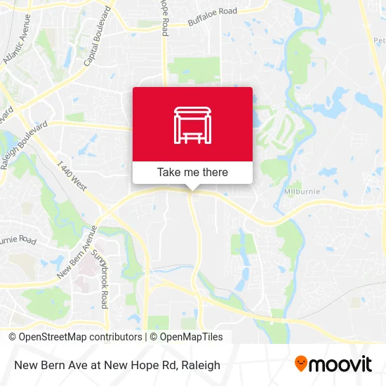 New Bern Ave at New Hope Rd map