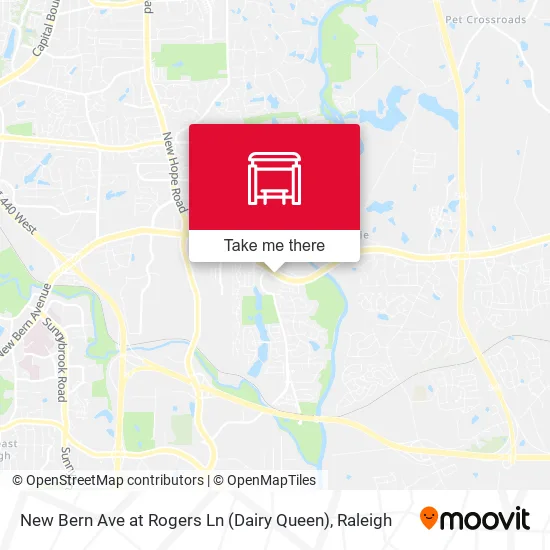 Mapa de New Bern Ave at Rogers Ln (Dairy Queen)