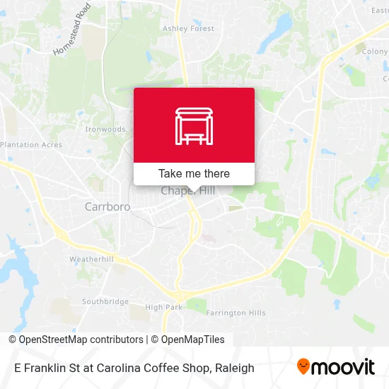 E Franklin St at Carolina Coffee Shop map