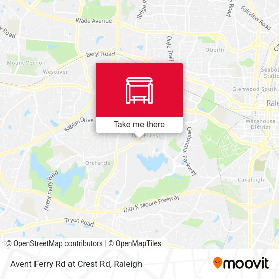 Avent Ferry Rd at Crest Rd map