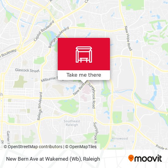 New Bern Ave at Wakemed (Wb) map