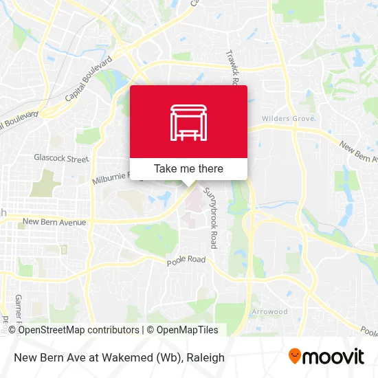 New Bern Ave at Wakemed (Wb) map