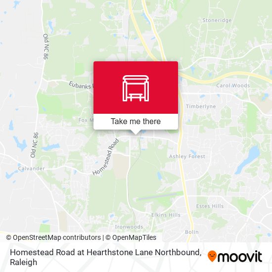 Homestead Road at Hearthstone Lane Northbound map