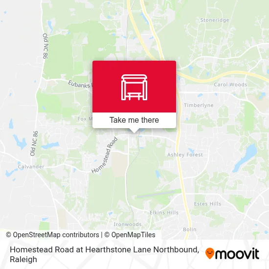Homestead Road at Hearthstone Lane Northbound map
