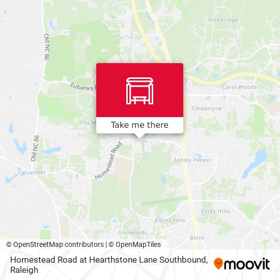 Homestead Road at Hearthstone Lane Southbound map