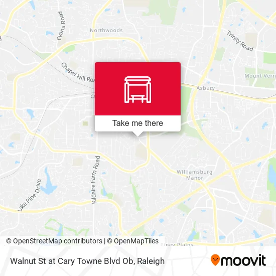 Walnut St at Cary Towne Blvd Ob map