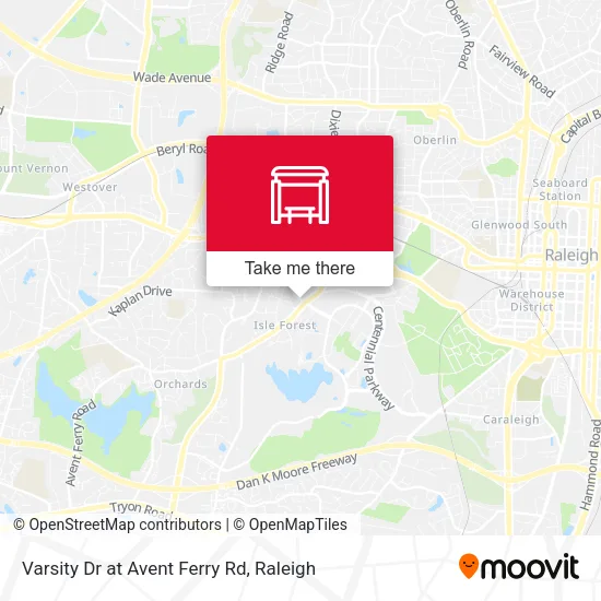 Varsity Dr at Avent Ferry Rd map