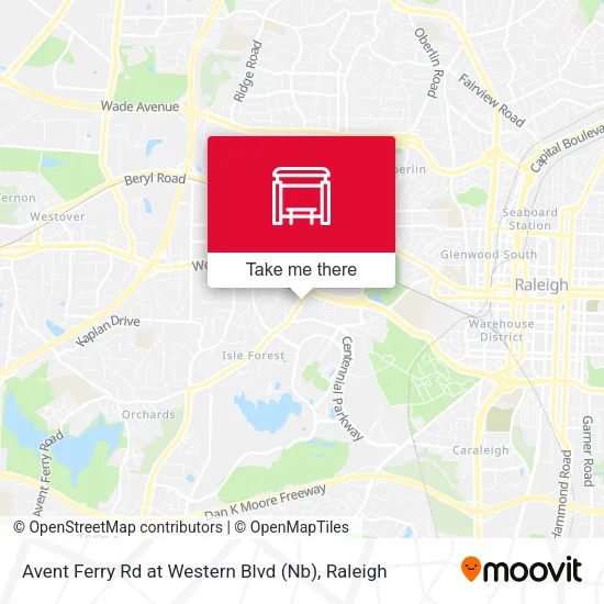 Avent Ferry Rd at Western Blvd (Nb) map