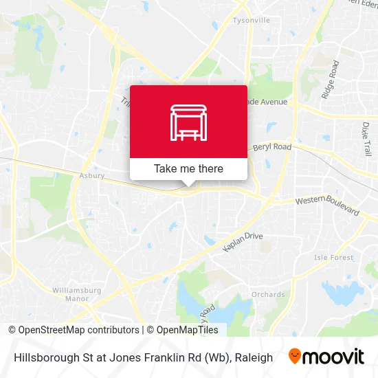 Hillsborough St at Jones Franklin Rd (Wb) map